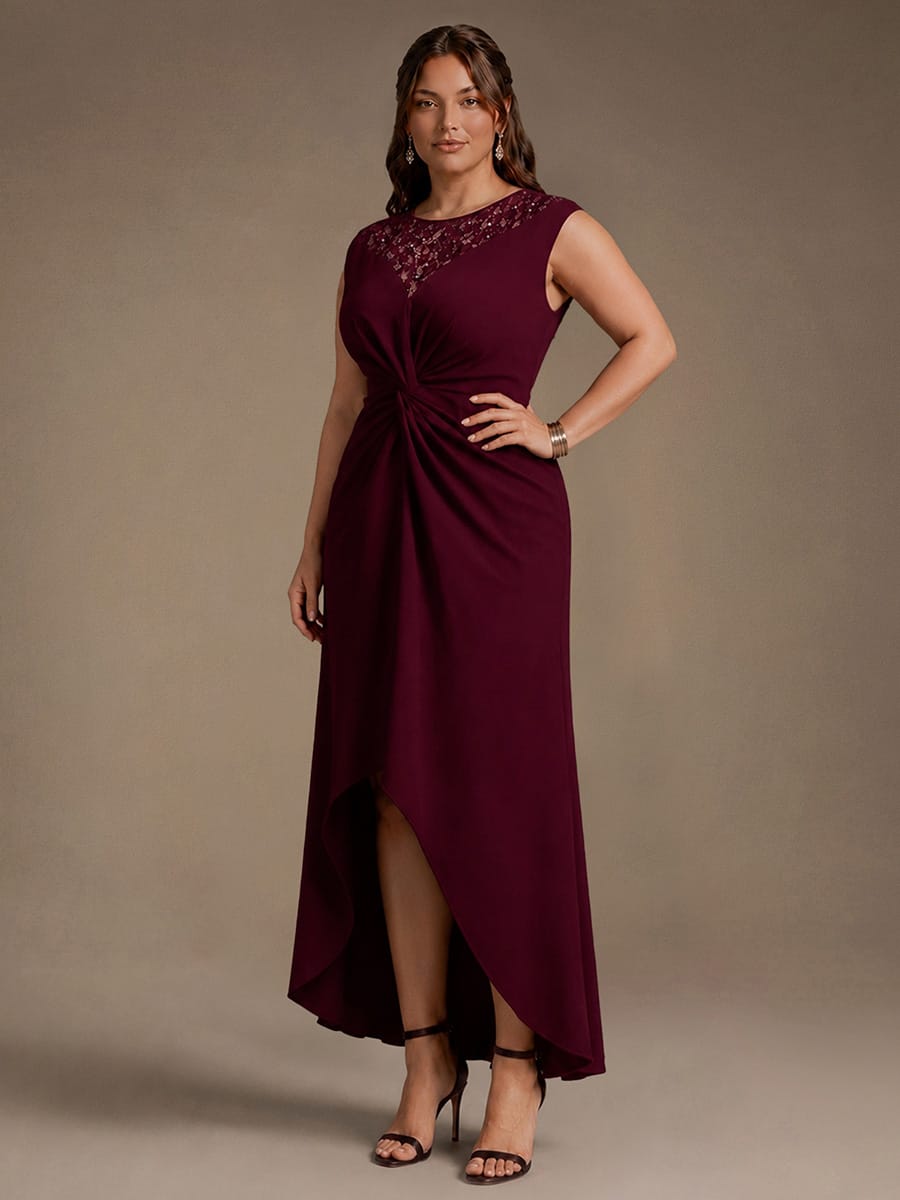 Sequin Crepe Cap Sleeve Dress