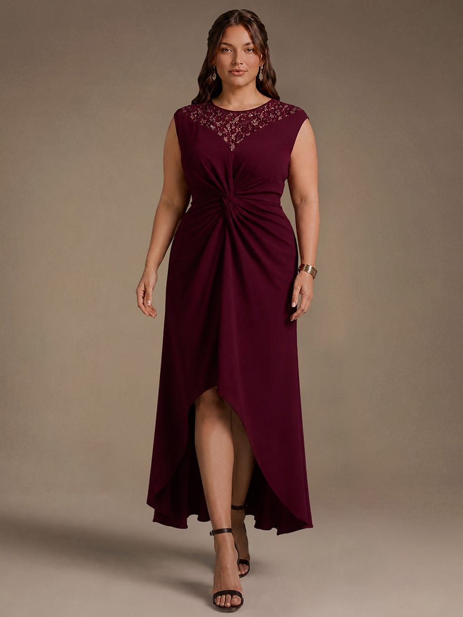 Sequin Crepe Cap Sleeve Dress