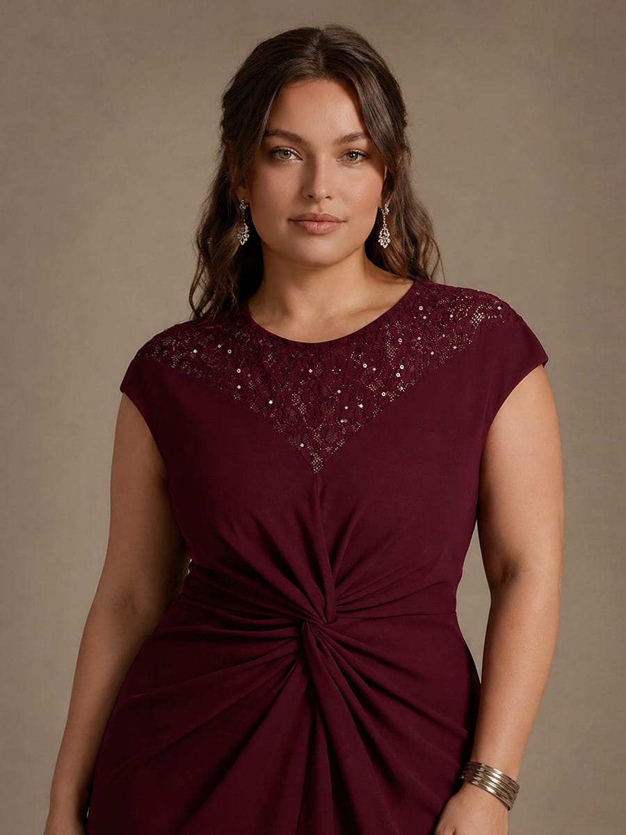 Sequin Crepe Cap Sleeve Dress