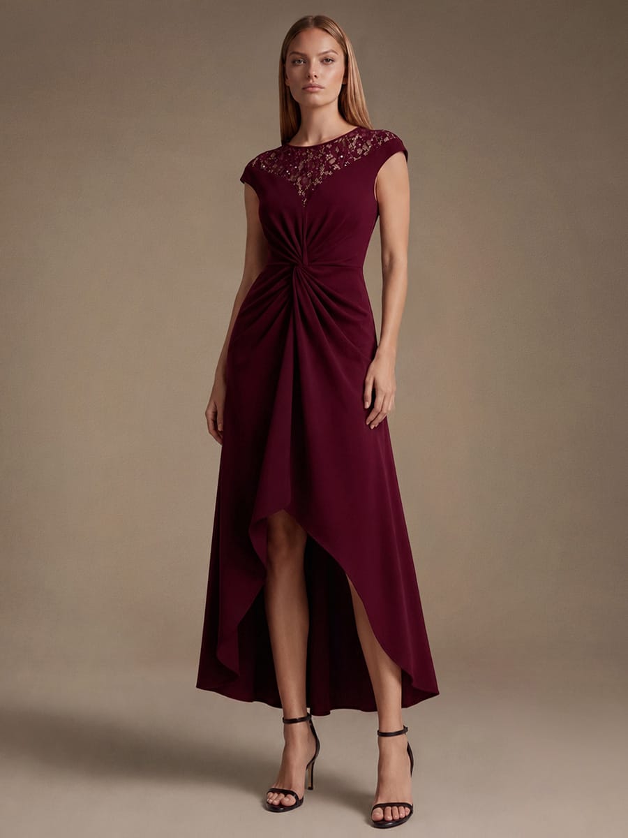 Sequin Crepe Cap Sleeve Dress
