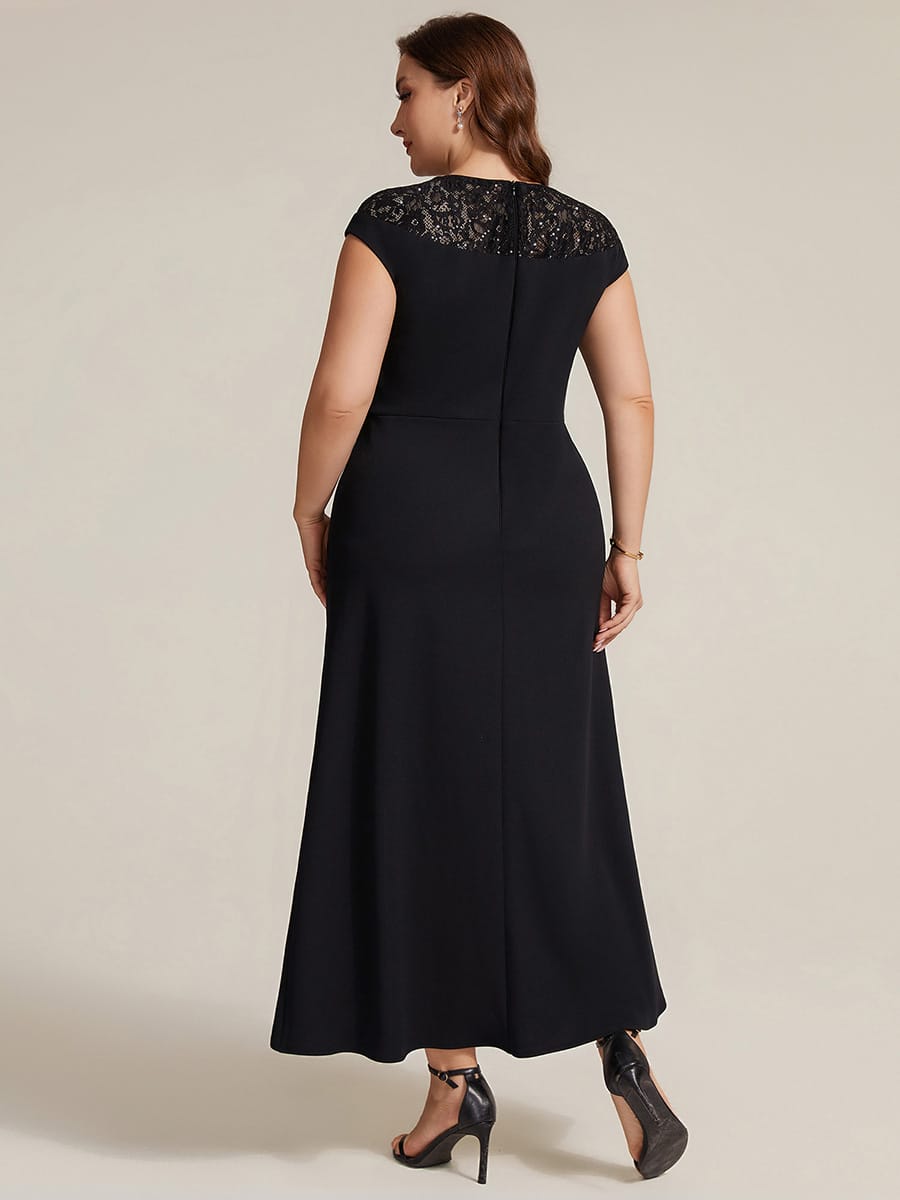 Sequin Crepe Cap Sleeve Dress