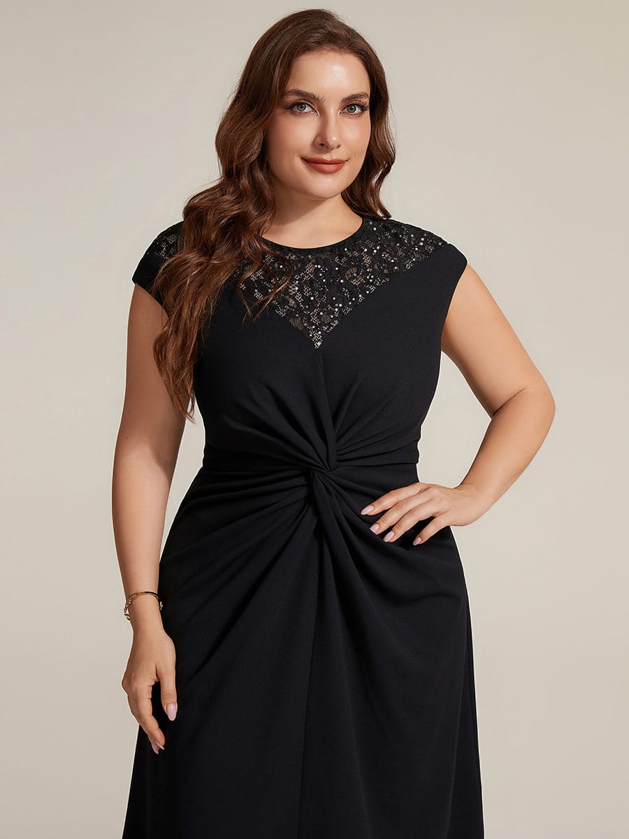 Sequin Crepe Cap Sleeve Dress