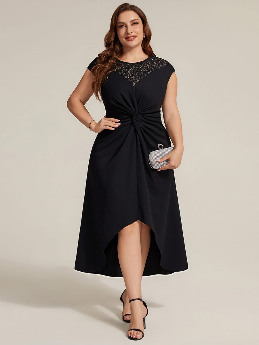 Sequin Crepe Cap Sleeve Dress