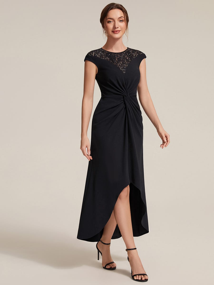 Sequin Crepe Cap Sleeve Dress