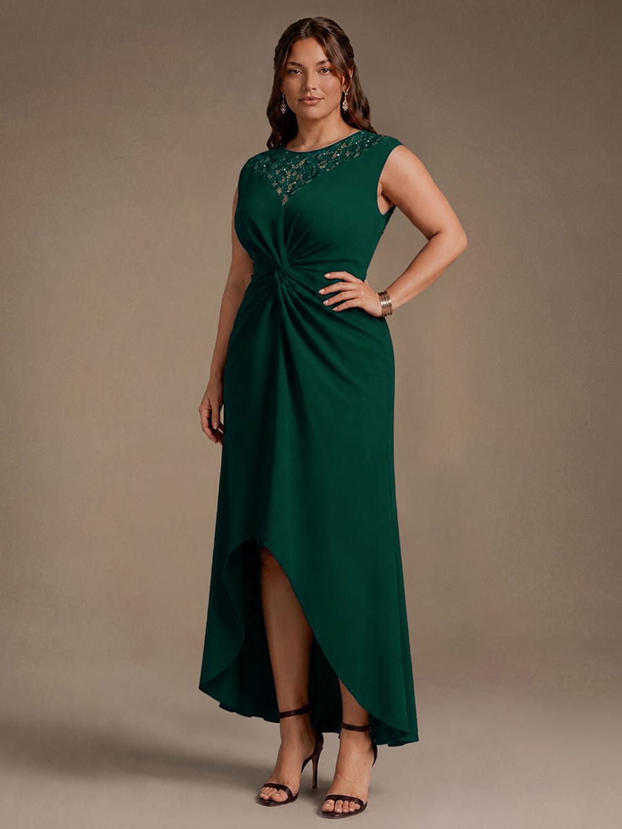 Sequin Crepe Cap Sleeve Dress