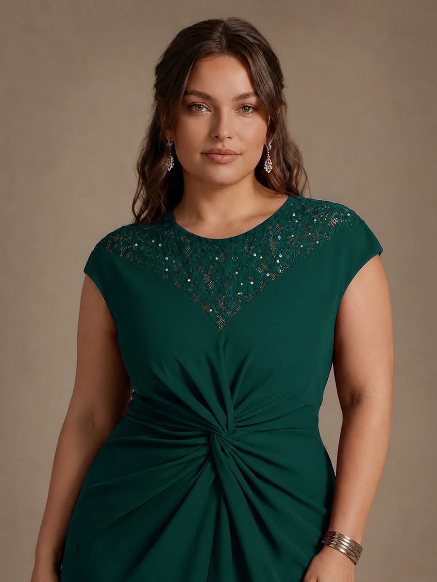 Sequin Crepe Cap Sleeve Dress