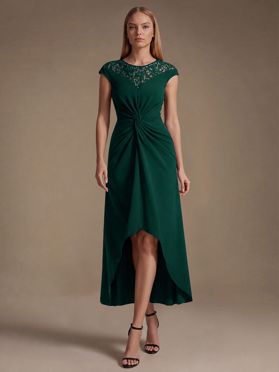 Sequin Crepe Cap Sleeve Dress