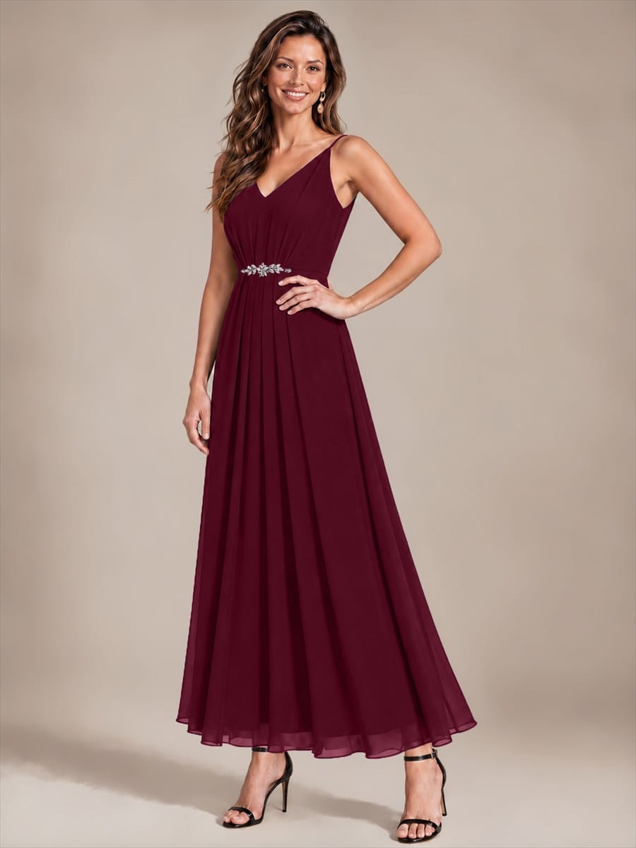 Embellished Sleeveless Chiffon Wedding Guest Dress