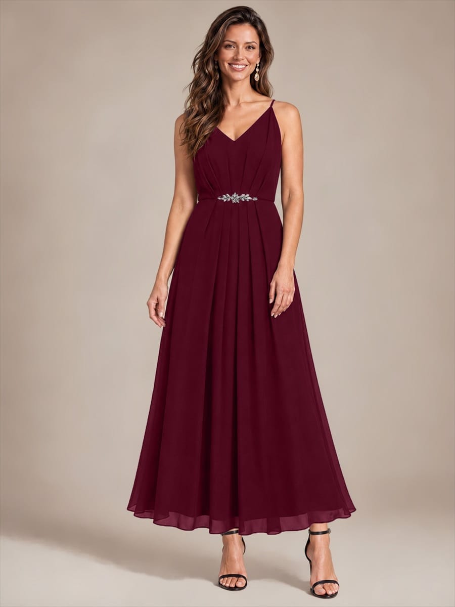 Embellished Sleeveless Chiffon Wedding Guest Dress
