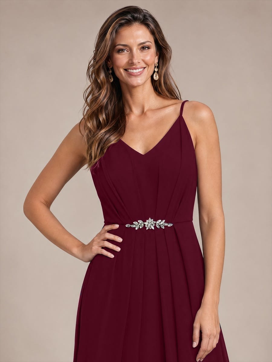 Embellished Sleeveless Chiffon Wedding Guest Dress
