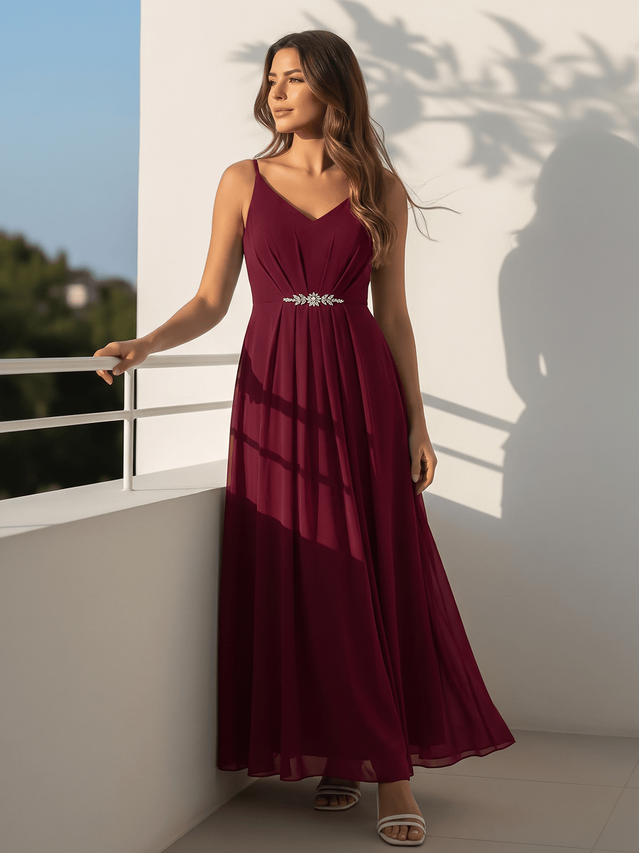 Embellished Sleeveless Chiffon Wedding Guest Dress