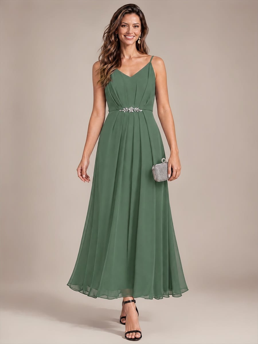 Embellished Sleeveless Chiffon Wedding Guest Dress