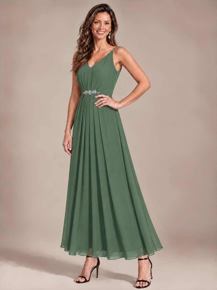 Embellished Sleeveless Chiffon Wedding Guest Dress