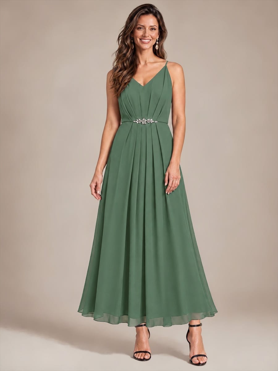 Embellished Sleeveless Chiffon Wedding Guest Dress