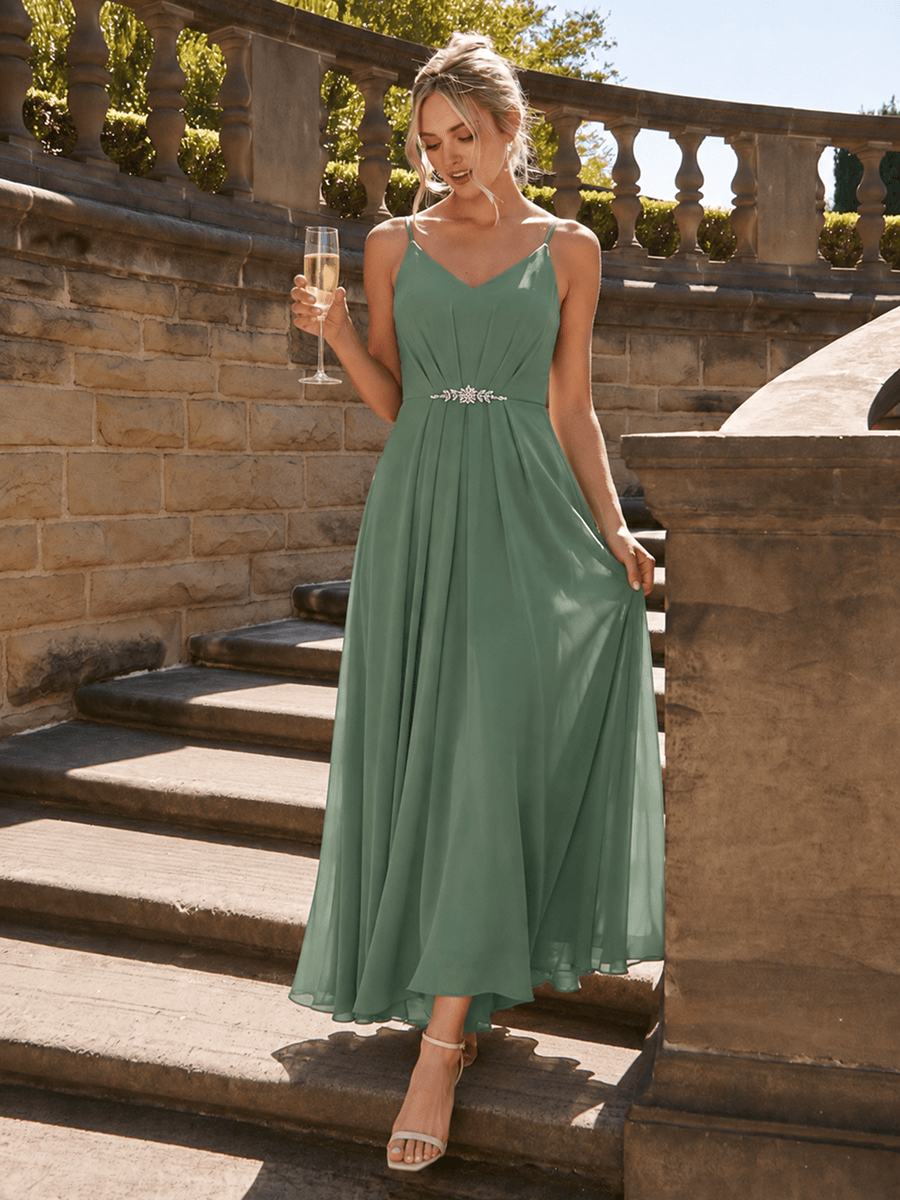 Embellished Sleeveless Chiffon Wedding Guest Dress