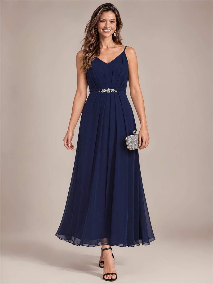 Embellished Sleeveless Chiffon Wedding Guest Dress