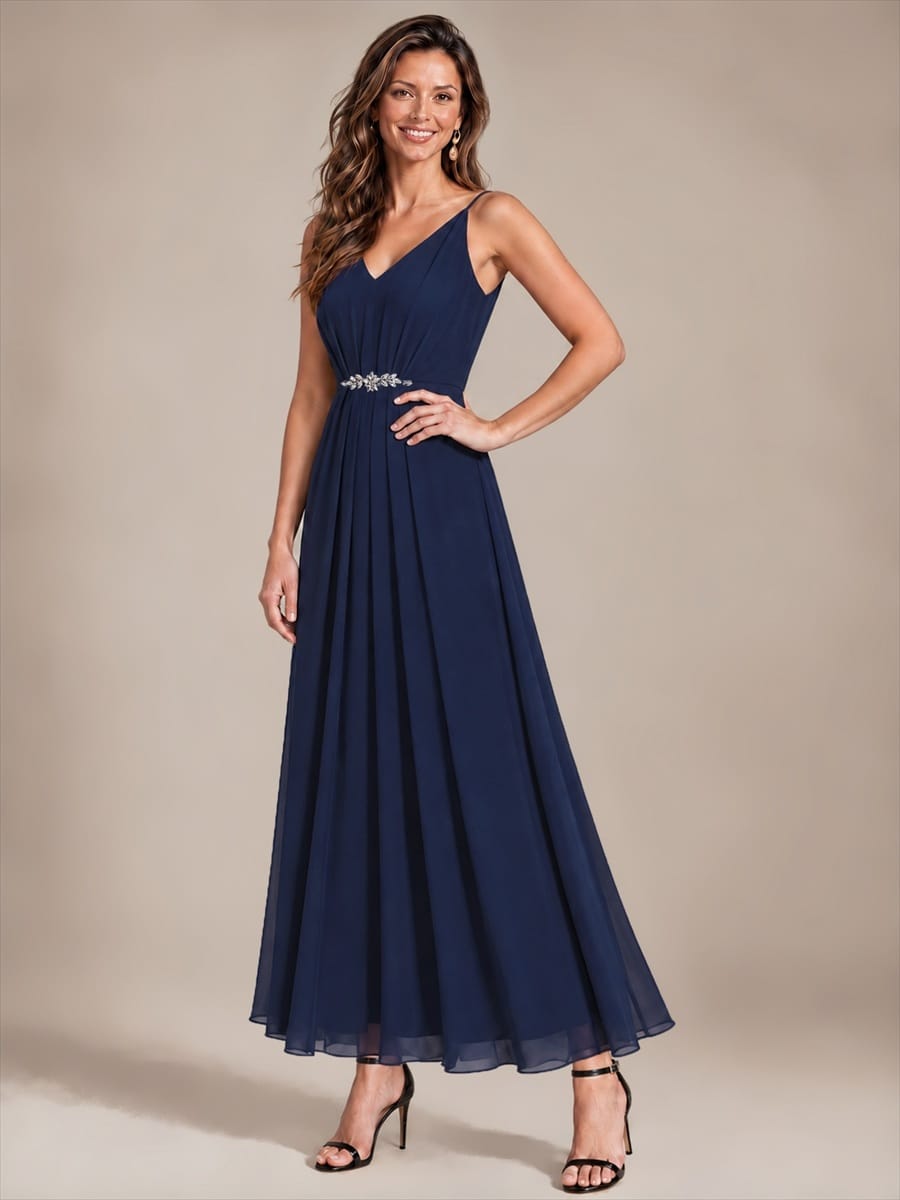 Embellished Sleeveless Chiffon Wedding Guest Dress