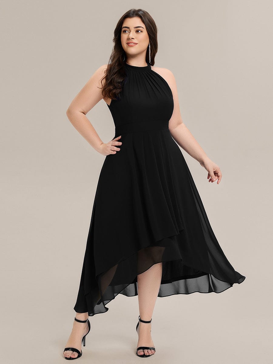 ever JAMIE|Gathered Halter Chiffon Midi Wedding Guest Dress