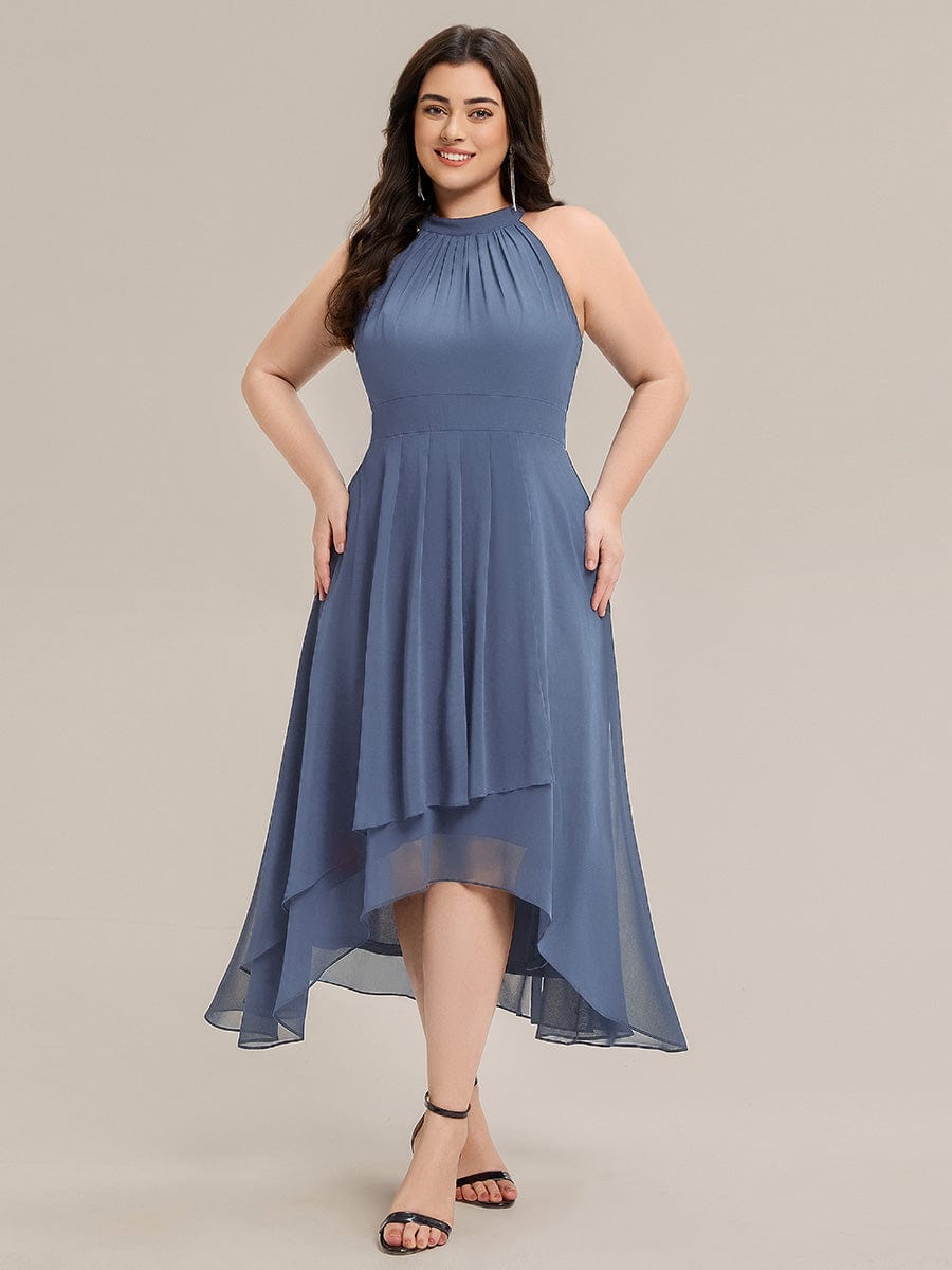 ever JAMIE|Gathered Halter Chiffon Midi Wedding Guest Dress