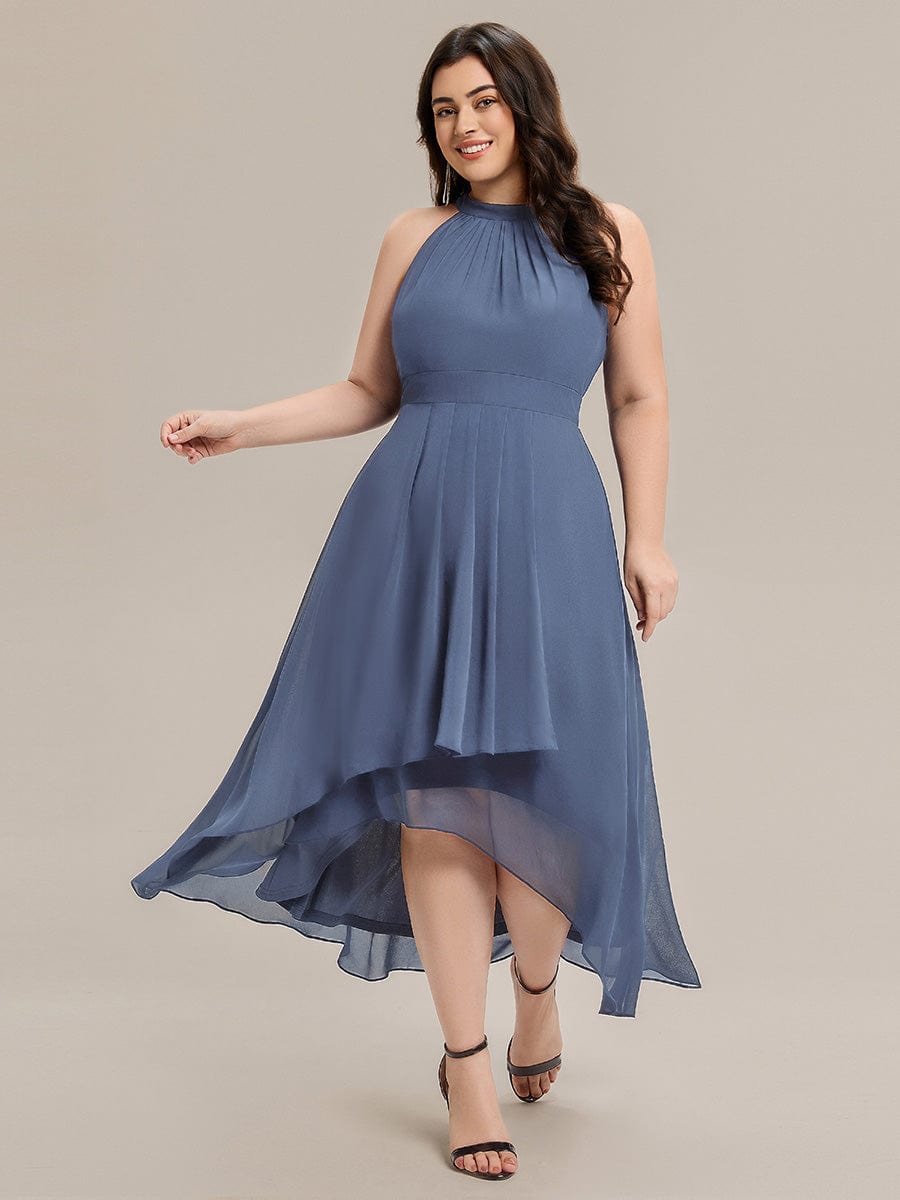 ever JAMIE|Gathered Halter Chiffon Midi Wedding Guest Dress