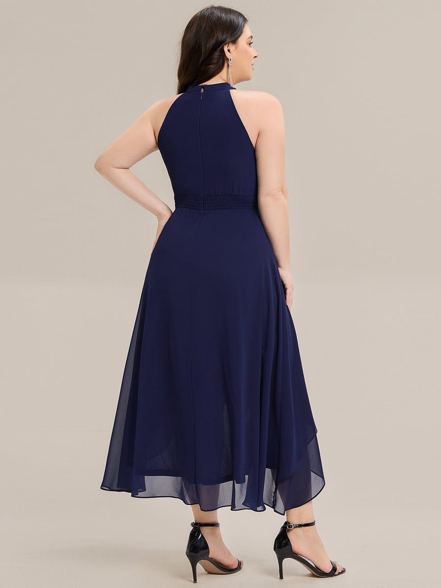 ever JAMIE|Gathered Halter Chiffon Midi Wedding Guest Dress