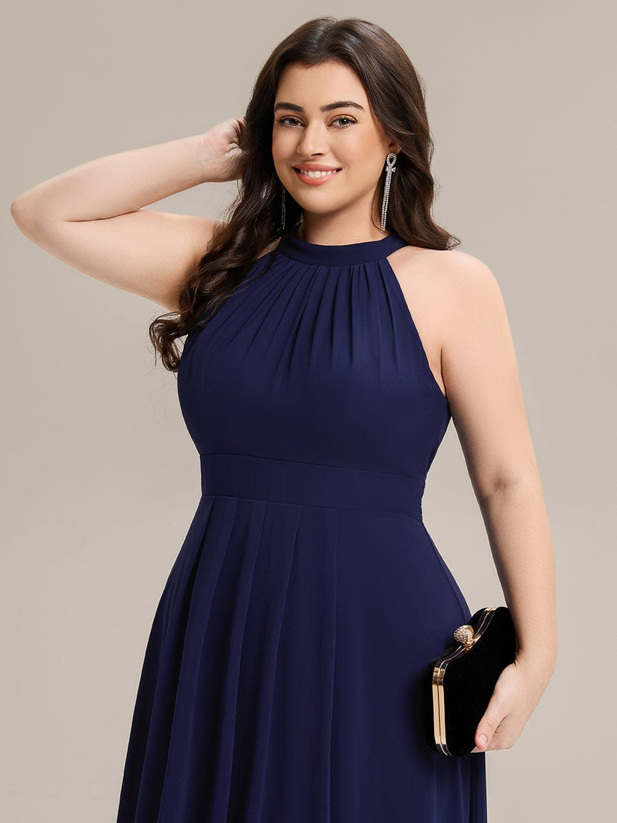 ever JAMIE|Gathered Halter Chiffon Midi Wedding Guest Dress