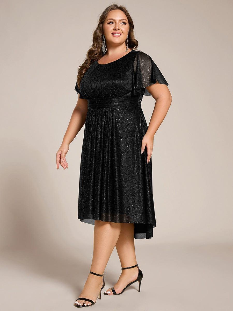 ever CLARYN|Glitter Round Neck Midi Evening Dress
