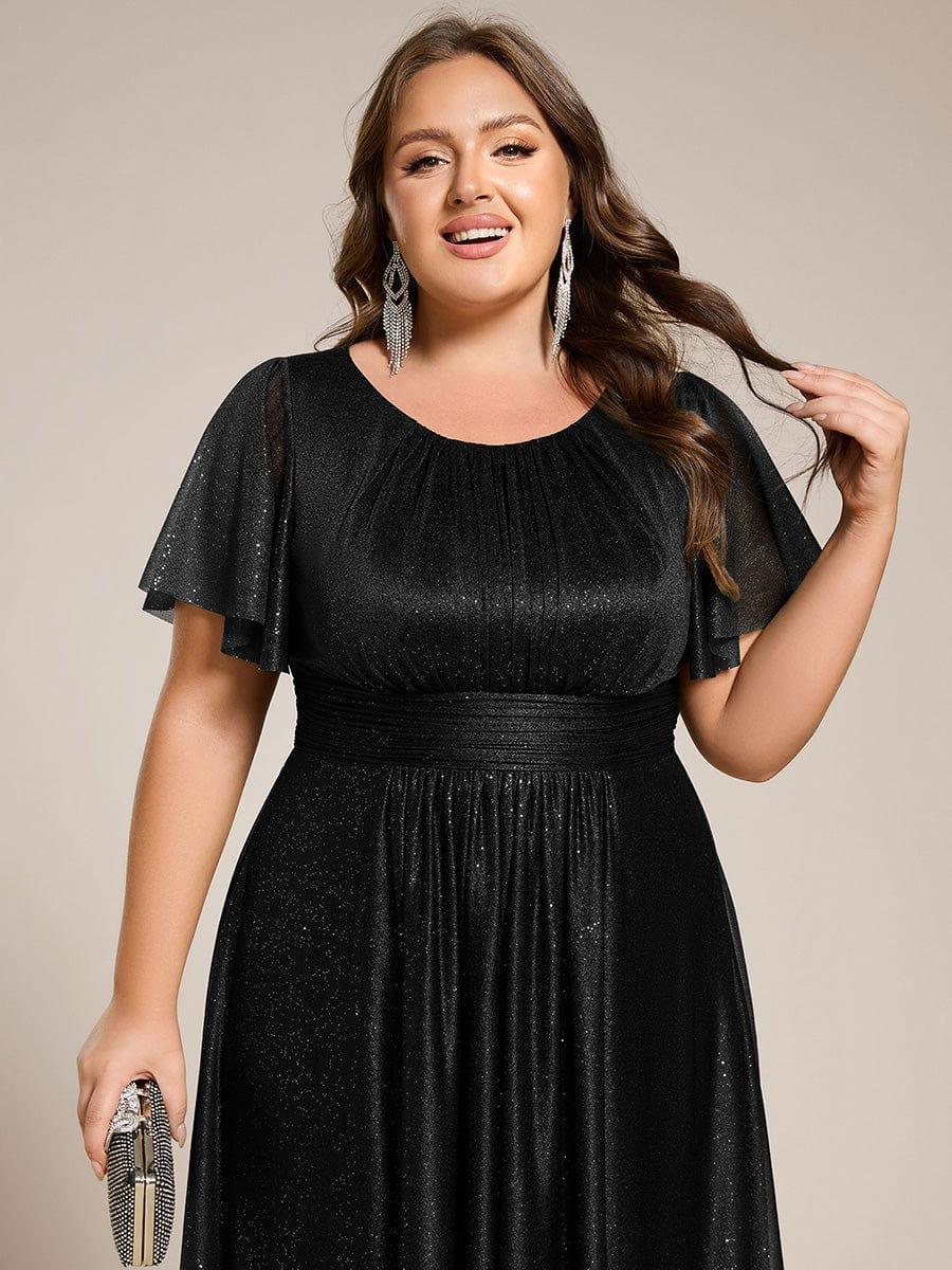 ever CLARYN|Glitter Round Neck Midi Evening Dress