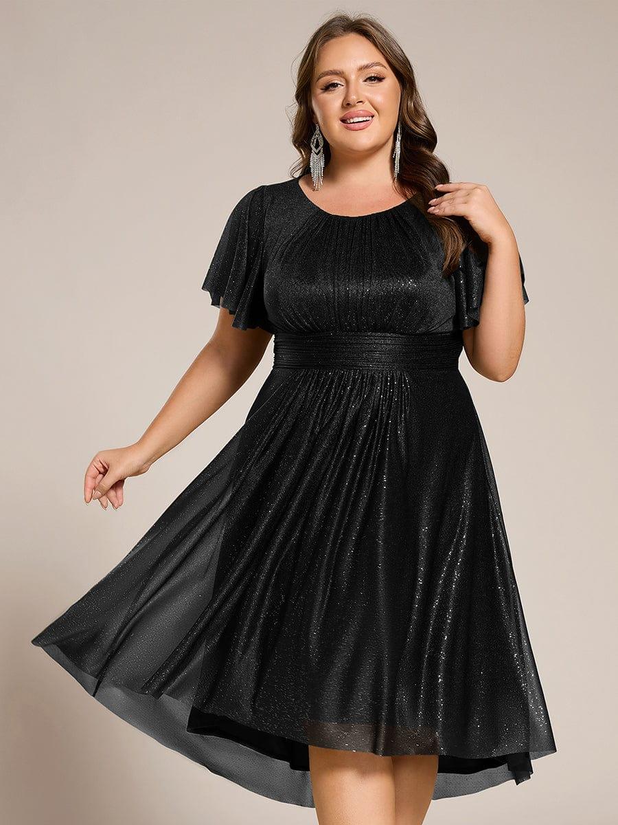 ever CLARYN|Glitter Round Neck Midi Evening Dress