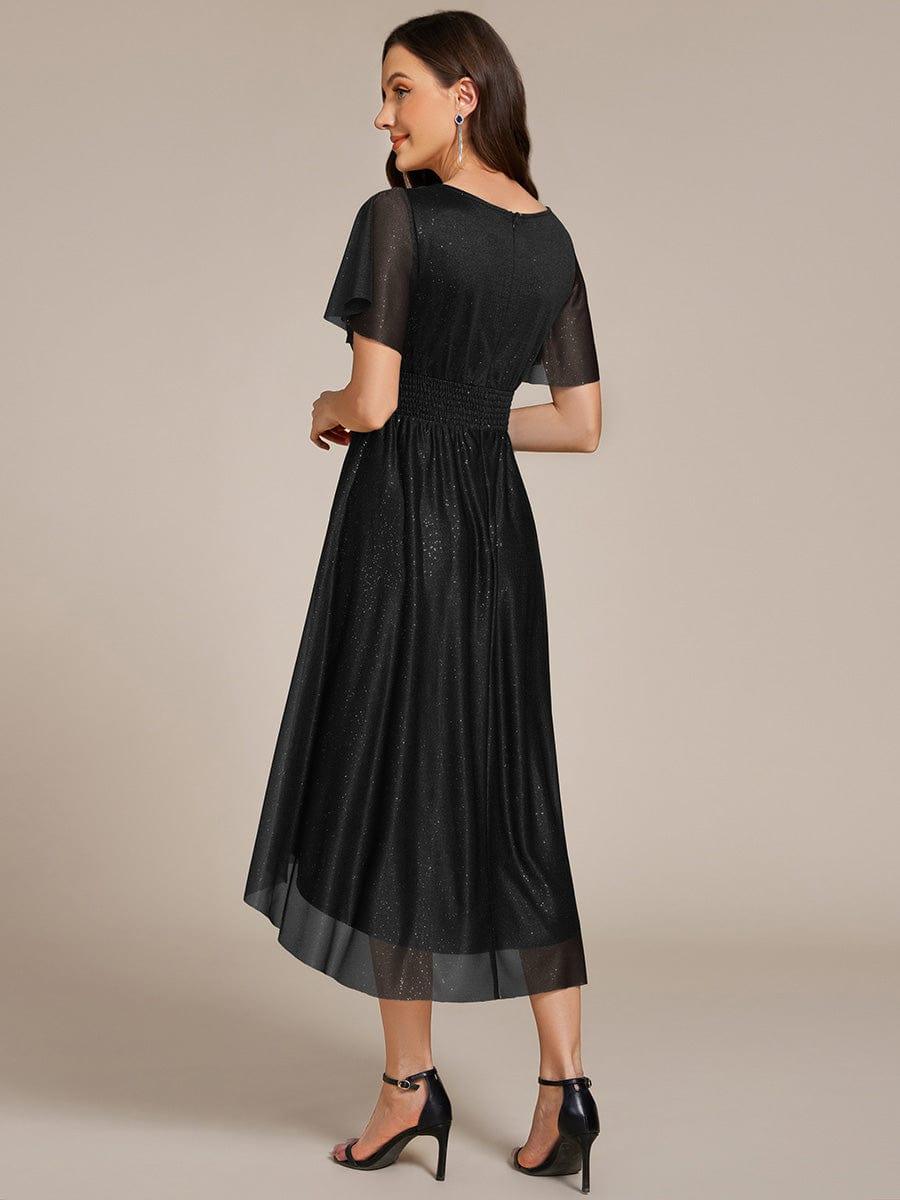 ever CLARYN|Glitter Round Neck Midi Evening Dress