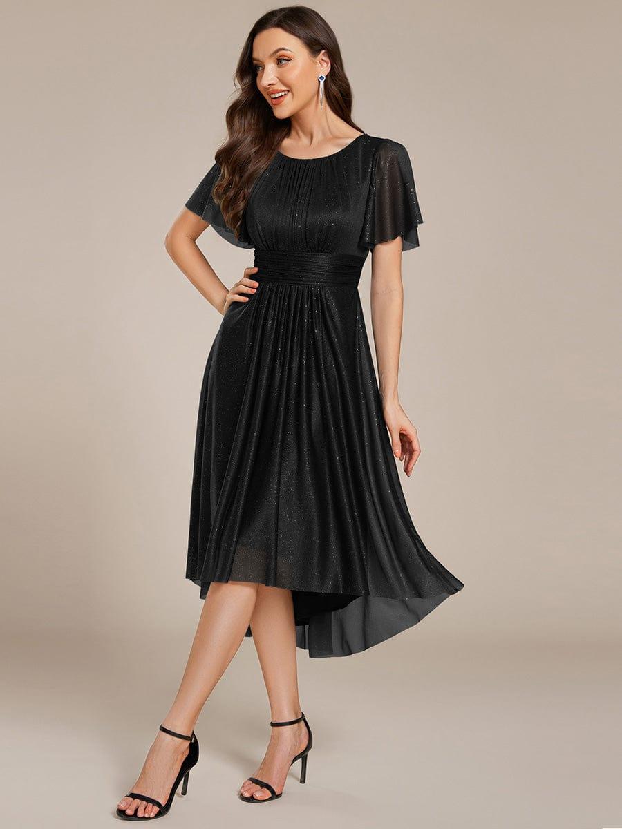 ever CLARYN|Glitter Round Neck Midi Evening Dress