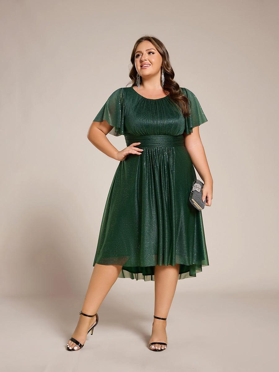 ever CLARYN|Glitter Round Neck Midi Evening Dress