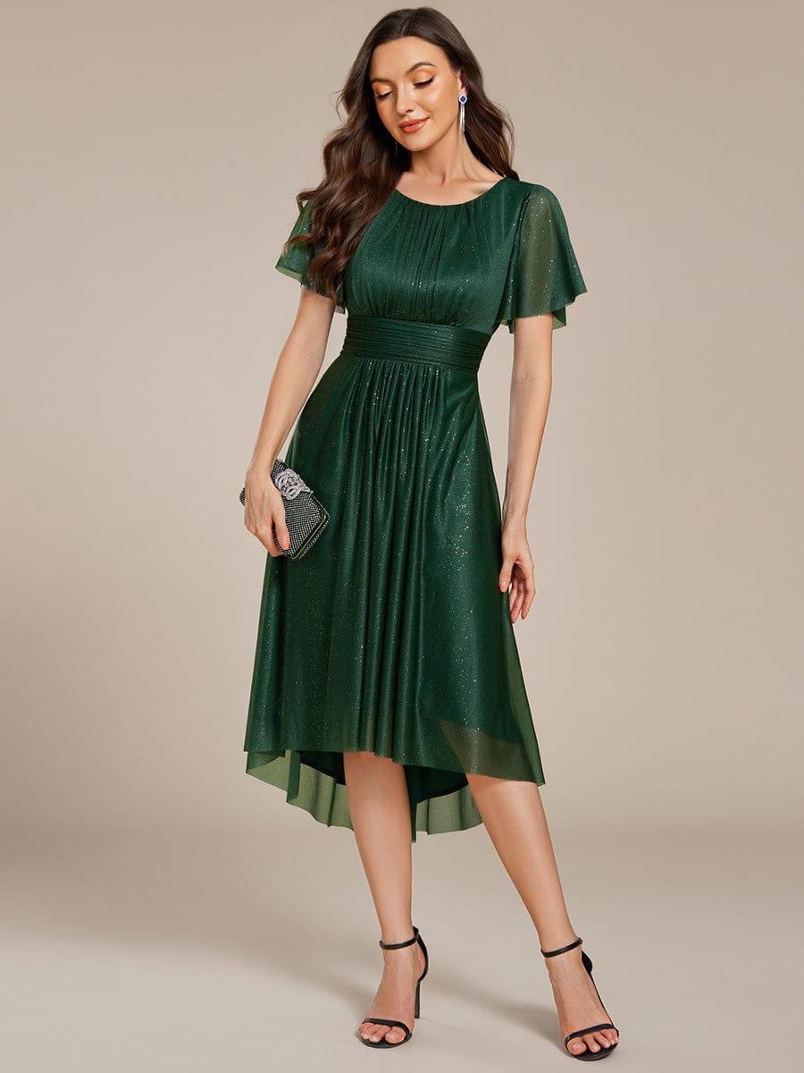 ever CLARYN|Glitter Round Neck Midi Wedding Guest Dress
