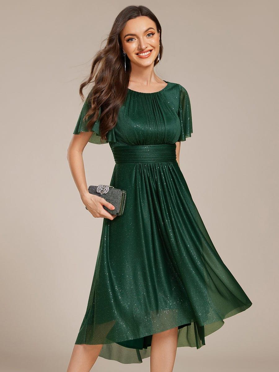 ever CLARYN|Glitter Round Neck Midi Evening Dress