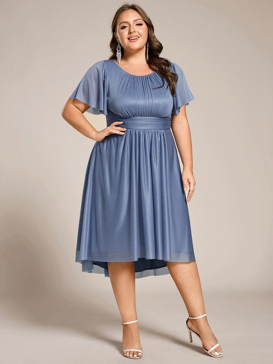 ever CLARYN|Glitter Round Neck Midi Evening Dress