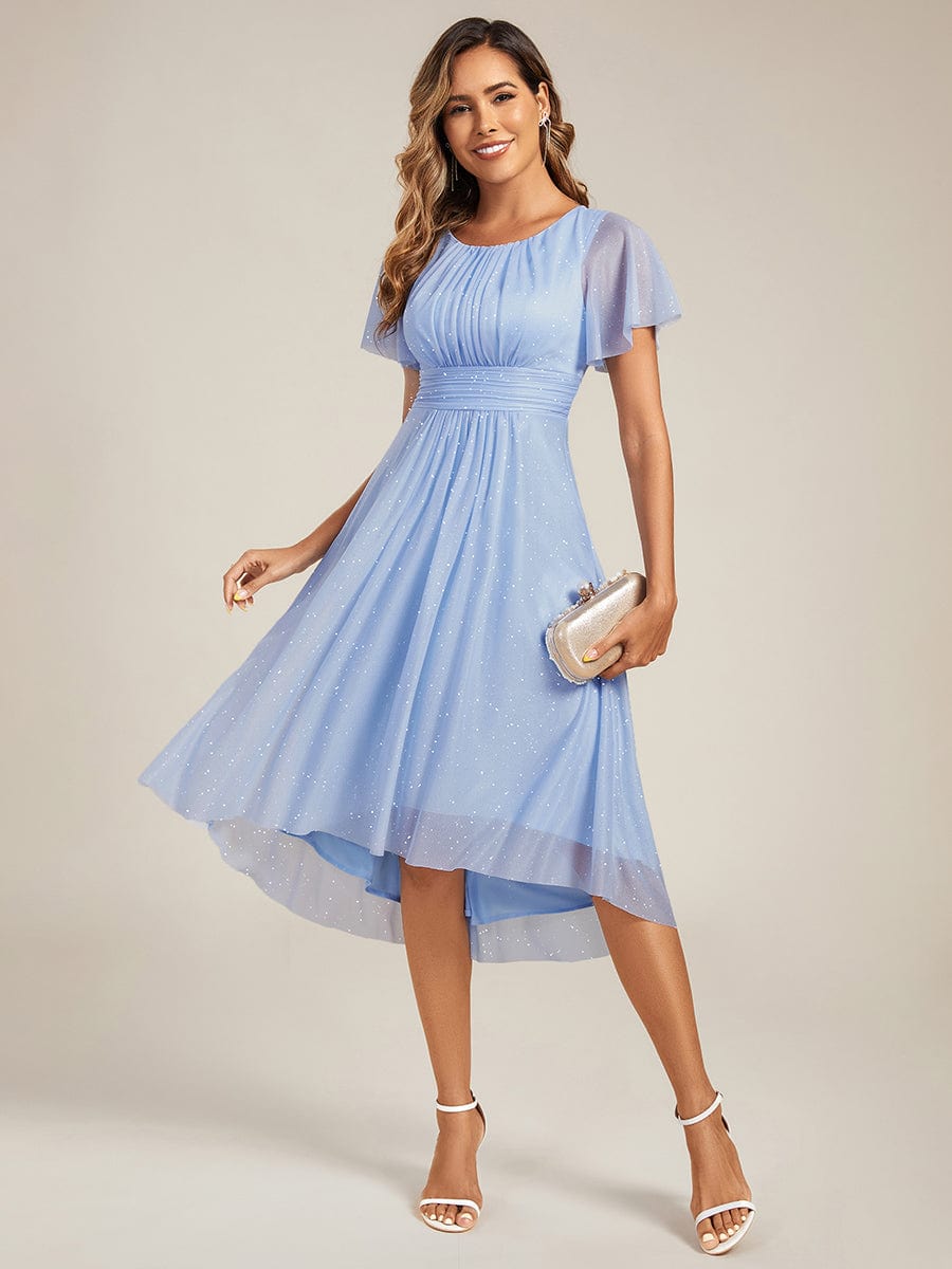 ever CLARYN|Glitter Round Neck Midi Evening Dress