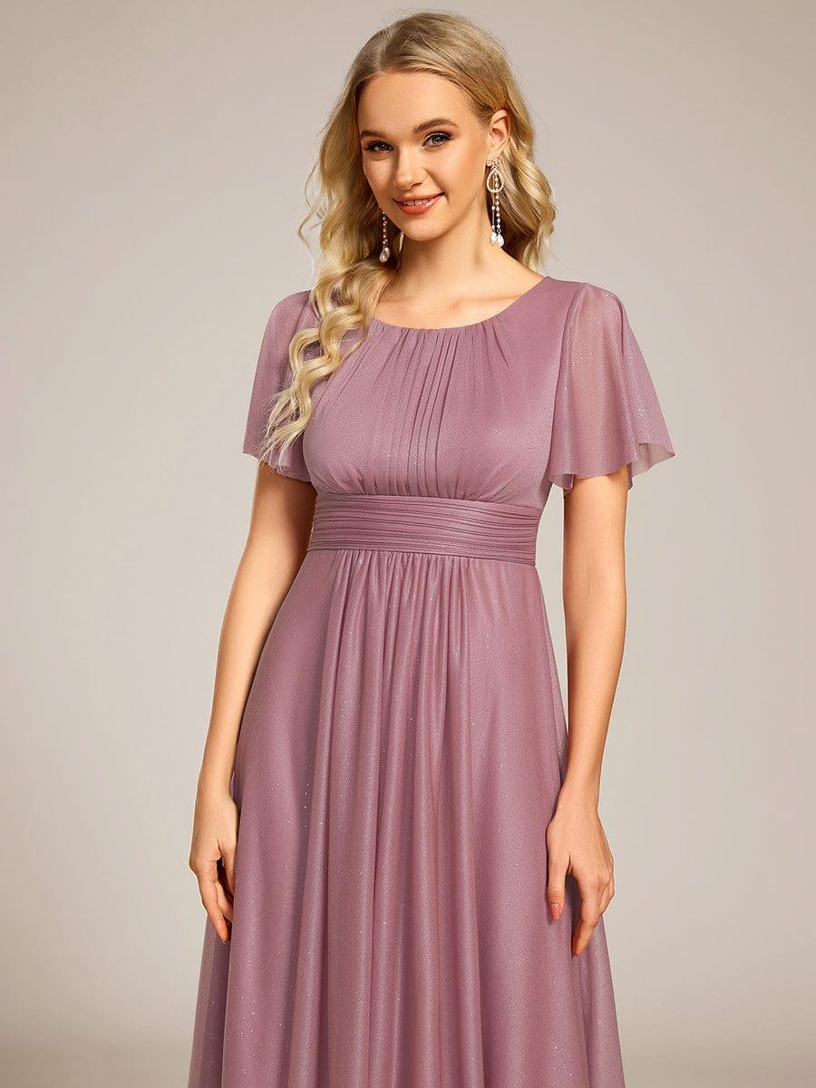 ever CLARYN|Glitter Round Neck Midi Evening Dress