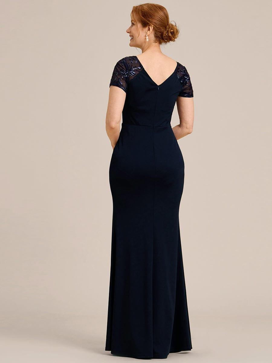 ever GILDED|Short Sequin Sleeve Front Slit Mother of the Bride Dress