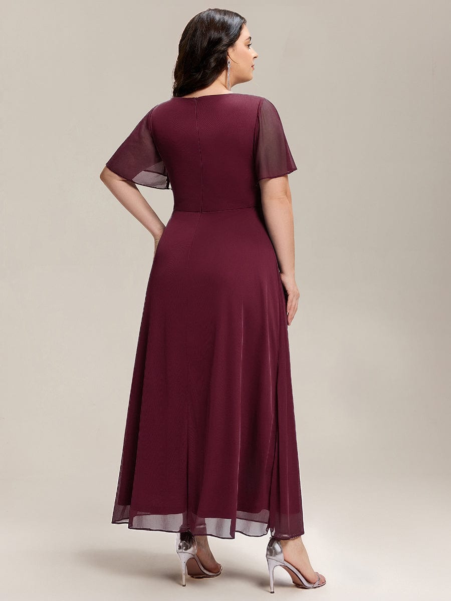 ever MARIEL|Rhinestone Embellished Chiffon Ruffle Sleeve Mother of the Bride Dress