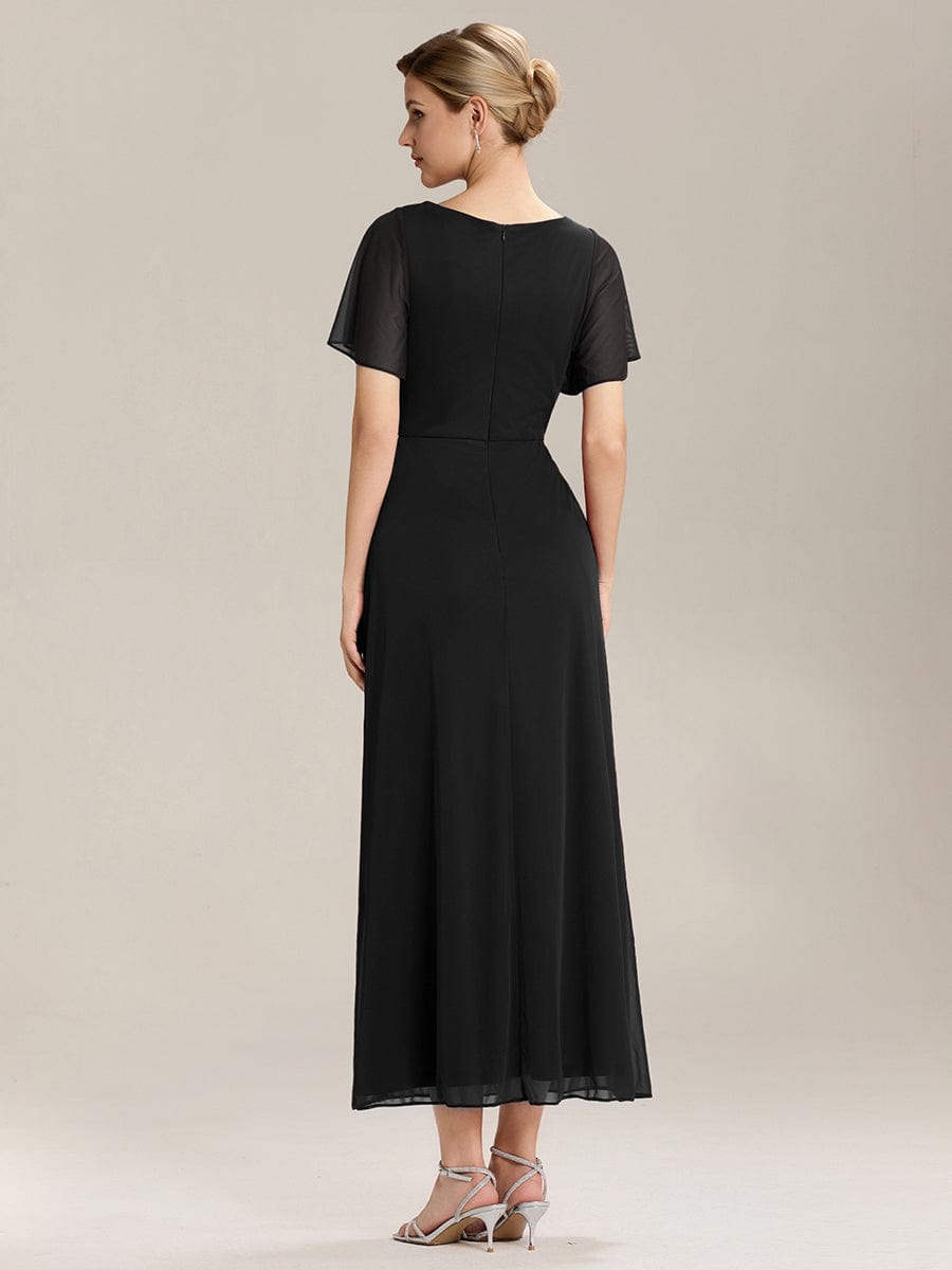 ever MARIEL|Rhinestone Embellished Chiffon Ruffle Sleeve Mother of the Bride Dress