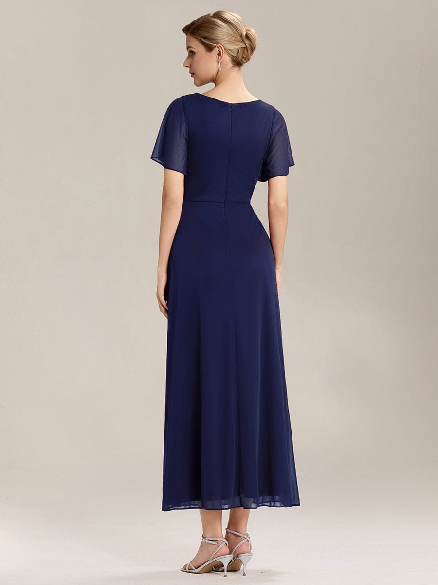 ever MARIEL|Rhinestone Embellished Chiffon Ruffle Sleeve Mother of the Bride Dress