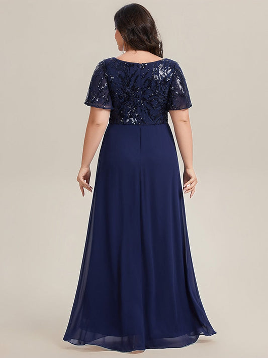pretty GALE|Plus Size Flowing Ribbons Chiffon Dress
