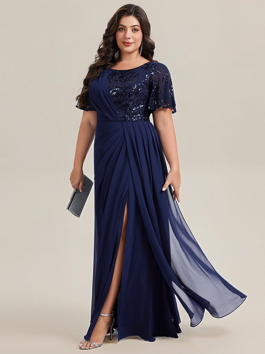 pretty GALE|Plus Size Flowing Ribbons Chiffon Dress