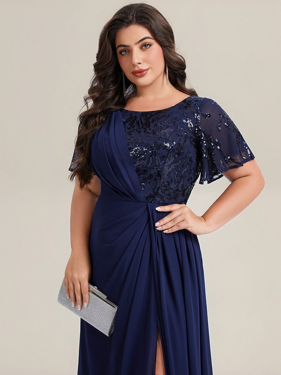 pretty GALE|Plus Size Flowing Ribbons Chiffon Dress