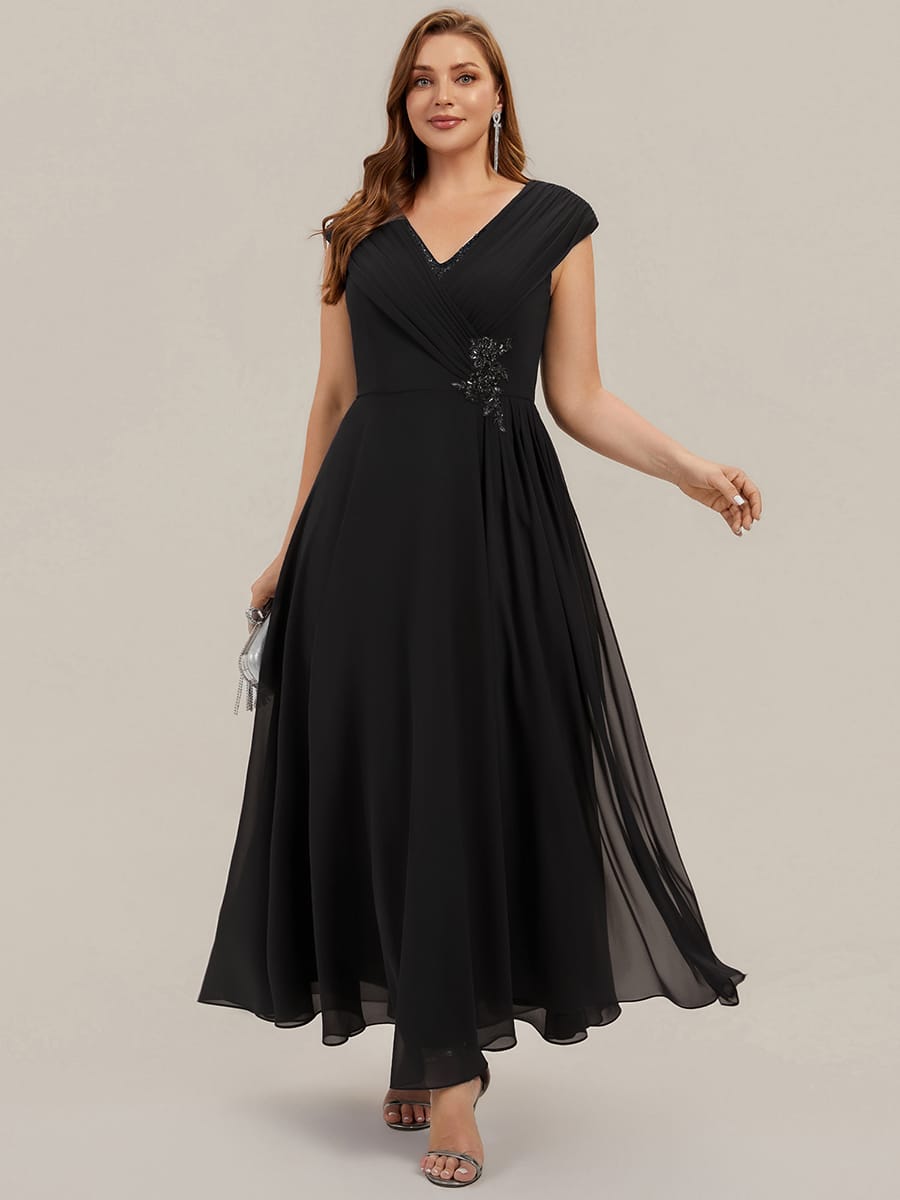 Floral Applique Chiffon A Line Maxi Dress