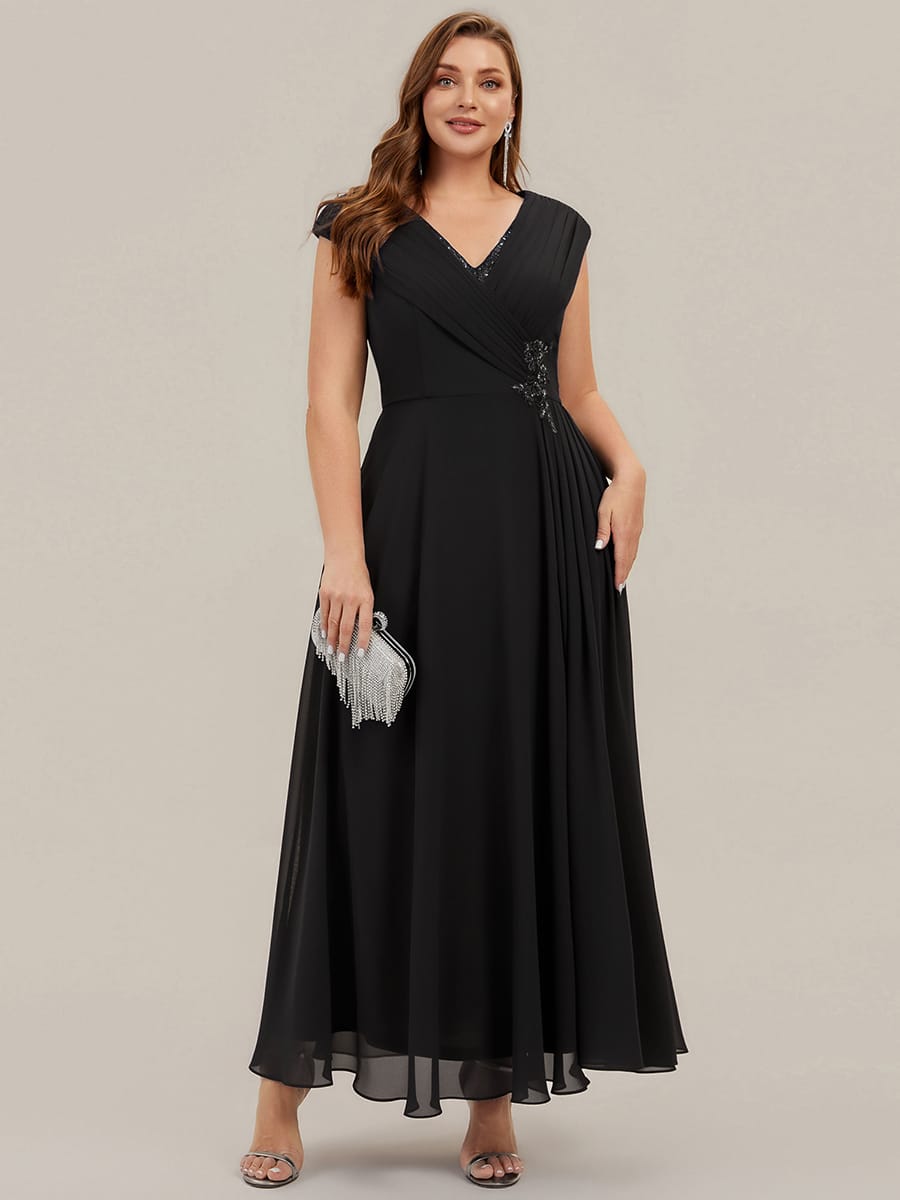 Floral Applique Chiffon A Line Maxi Dress