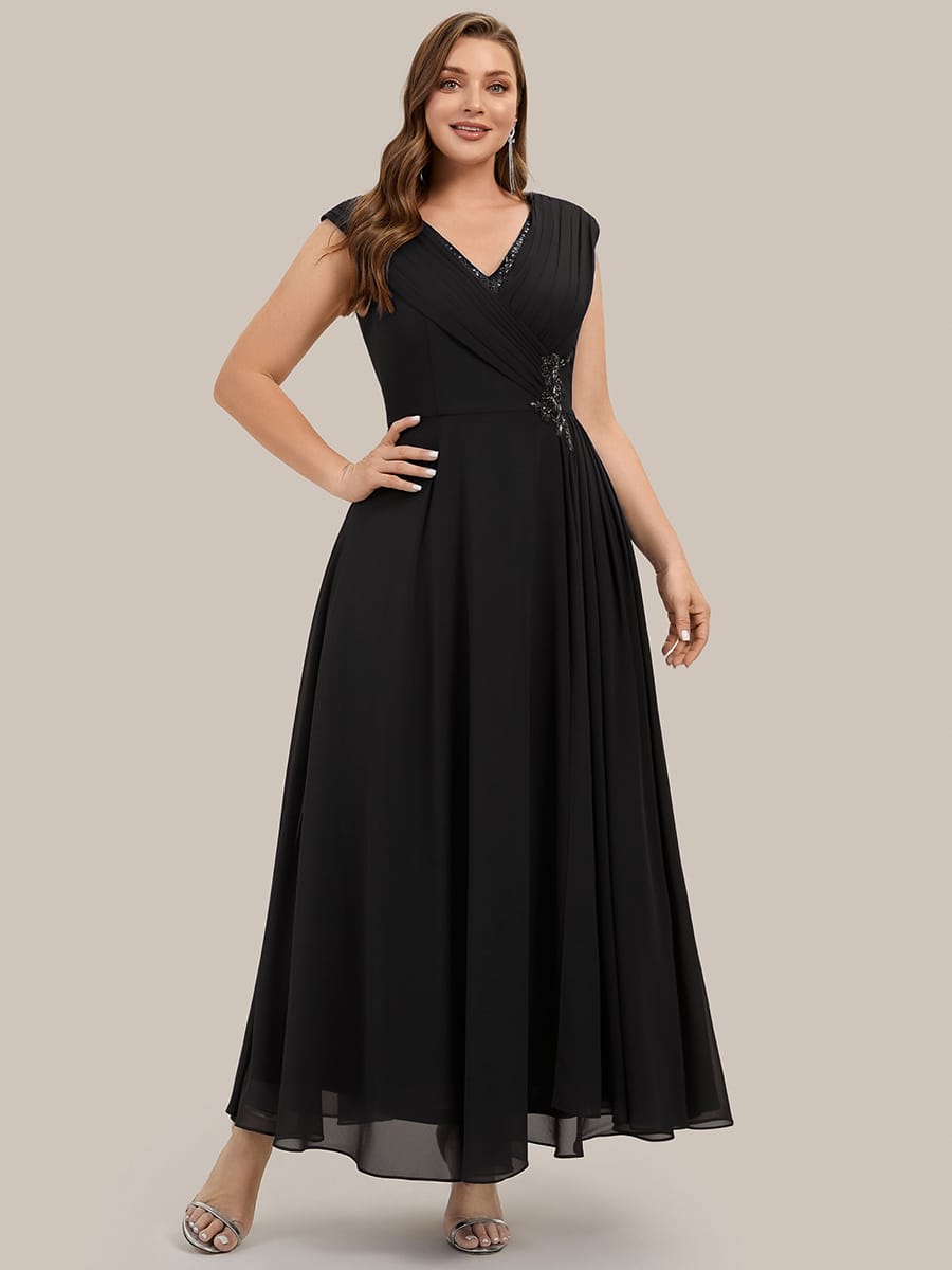 Floral Applique Chiffon A Line Maxi Dress