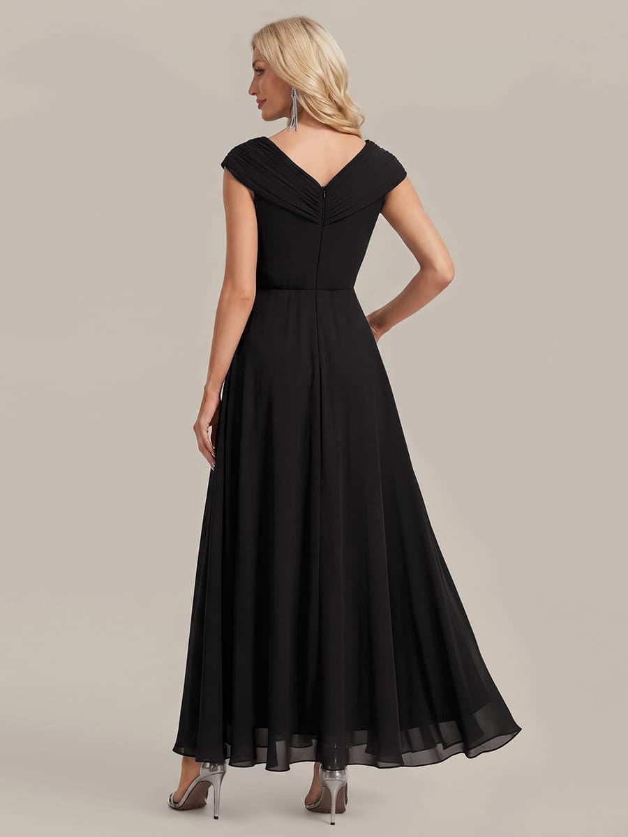 Floral Applique Chiffon A Line Maxi Dress