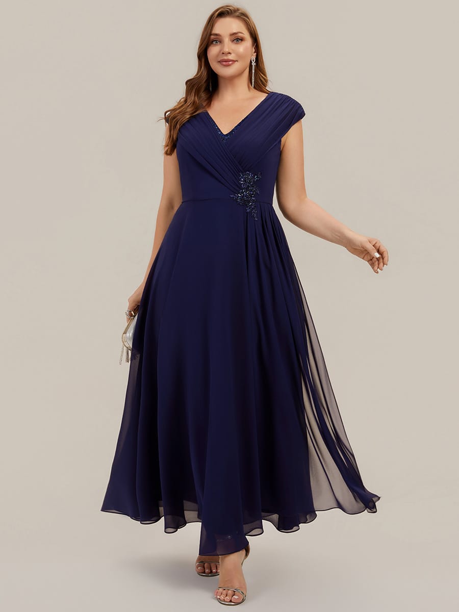 Floral Applique Chiffon A Line Maxi Dress