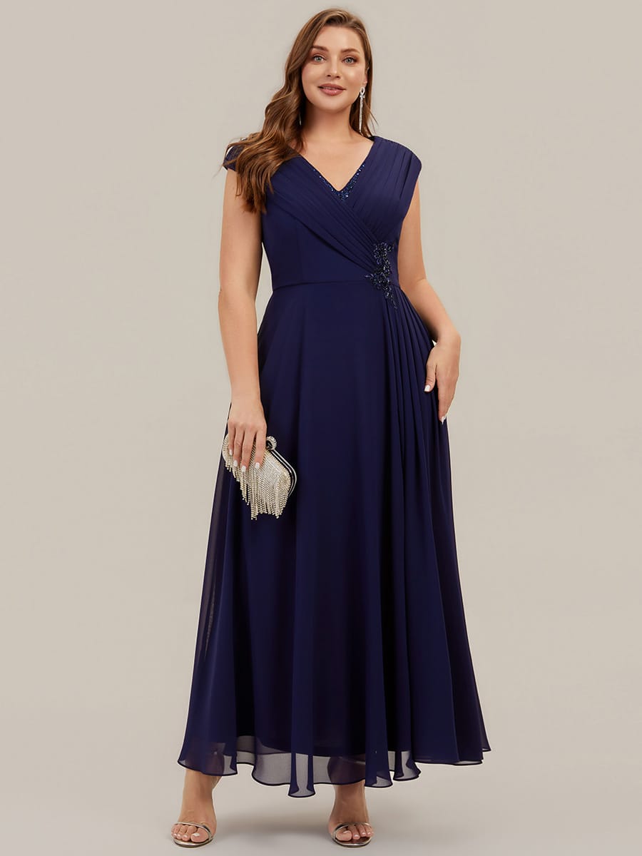 Floral Applique Chiffon A Line Maxi Dress